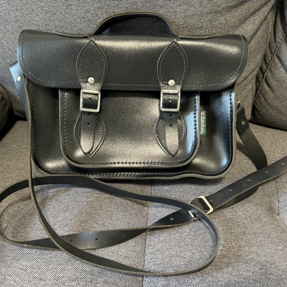 Zatchels: Handmade, Leather, Satchel/Totebag (Black), England UK